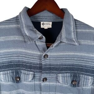 Happy Earth Shirt Men's Flannel Organic Cotton 2 Layer Shacket Blue Size Large